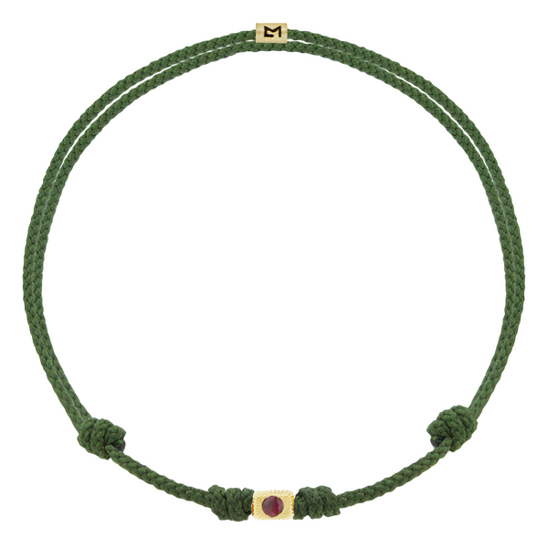 luis morais Ruby Corrugated Ingot on Cord Bracelet