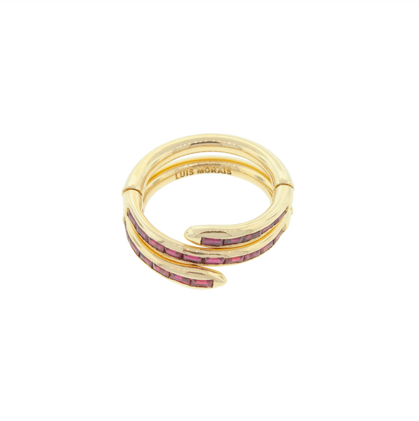 luis morais Serpentine Ring with Ruby Baguettes
