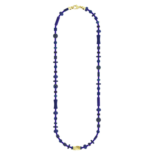 luis morais Short Drill on Lapis Bead Necklace