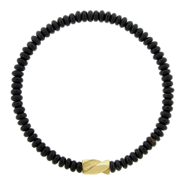 luis morais Short Gold Drill Bit on Onyx Bracelet