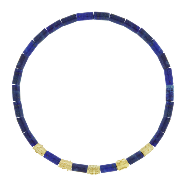 luis morais Symbol Spacers on Lapis Bead Bracelet