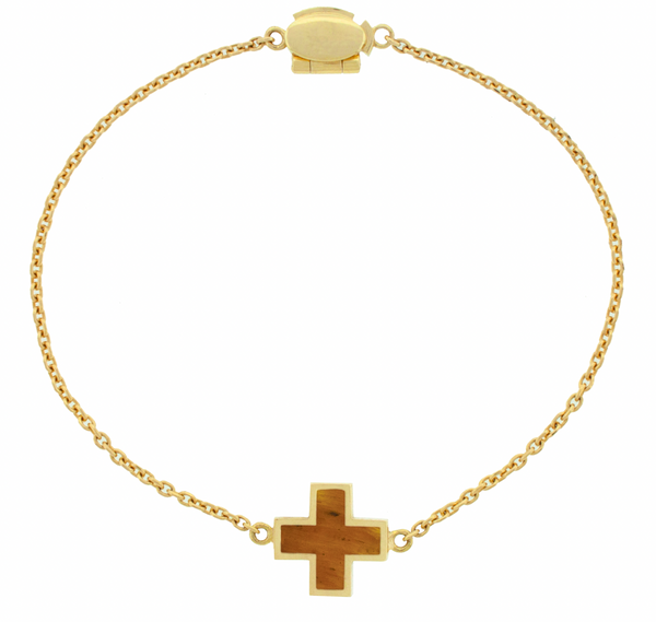 luis morais Tiger's Eye Cross on Chain Bracelet