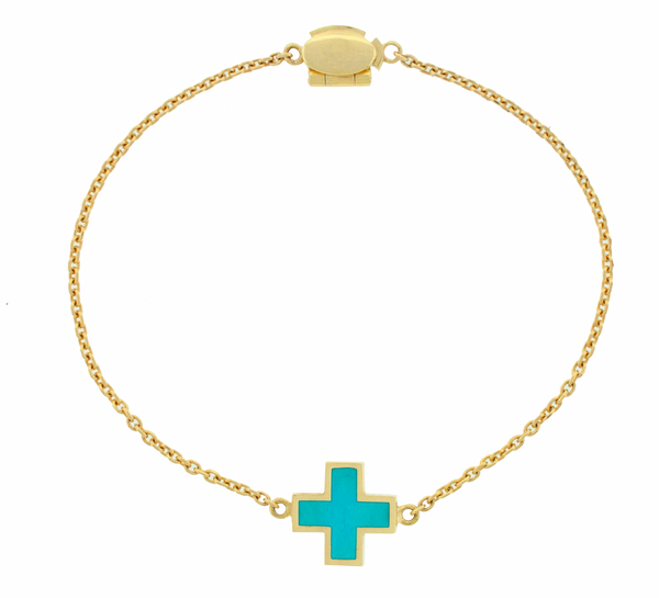 luis morais Turquoise Cross Chain Bracelet