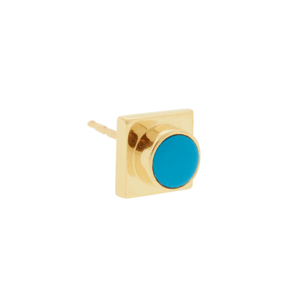 Luis Morais Turquoise Lego Block Stud Earring