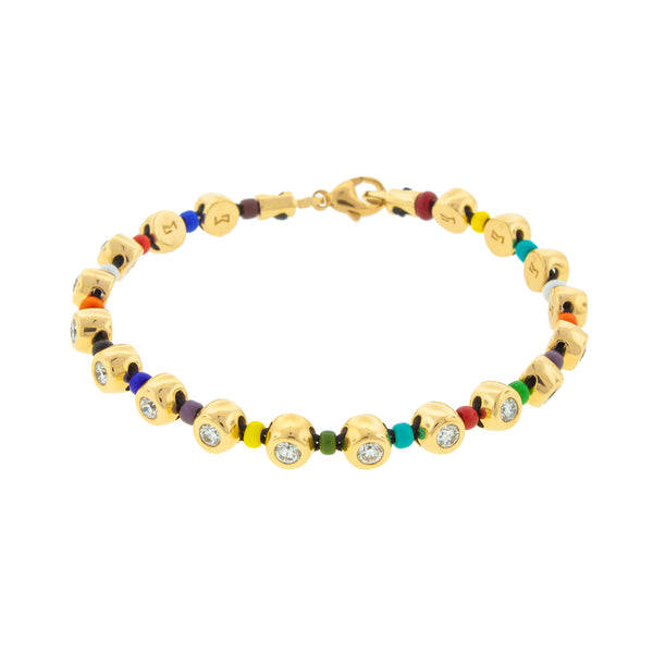 luis morais White Diamond Gold Dome Bracelet