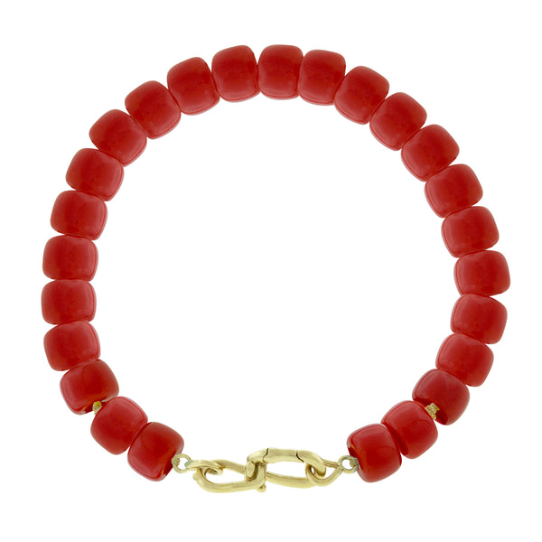 luis morais Wire Clasp on Red Glass Bead Bracelet