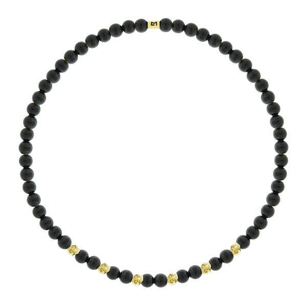 luis morais XS Skulls on Onyx Beaded Bracelet