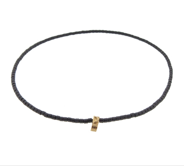 luis morais Yellow Gold Moon Tag Beaded Bracelet