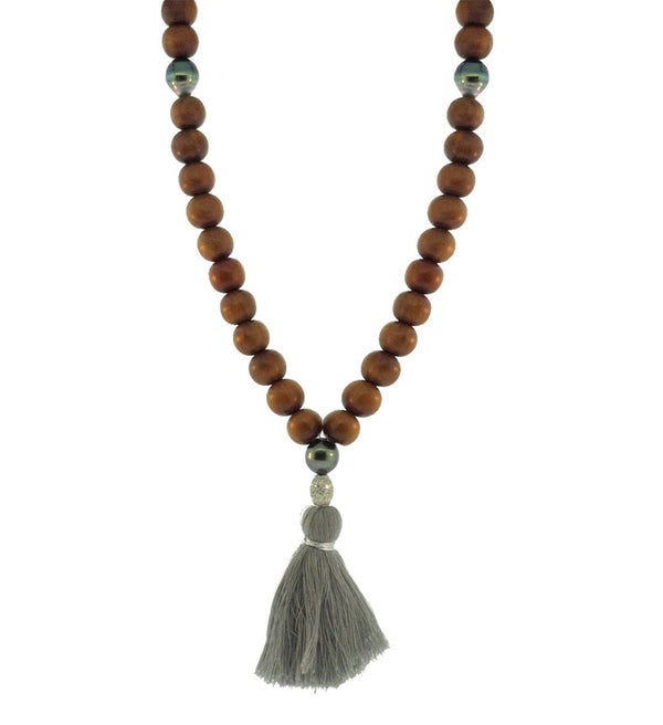 luis morais Mala Necklace With Diamond Drum Bead And Pearls