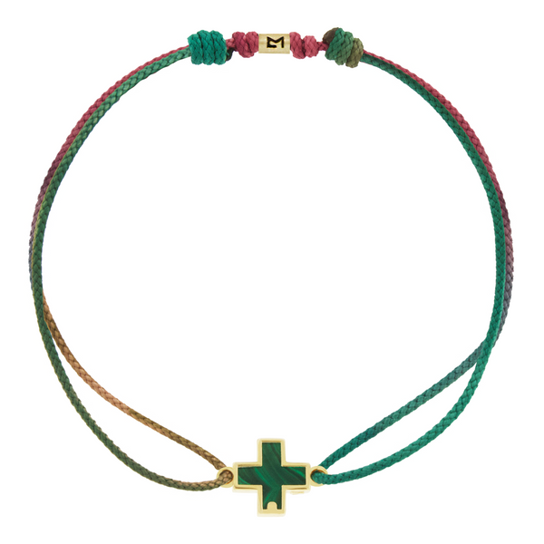 luis morais Malachite Cross on Moody Rainbow Cord Bracelet