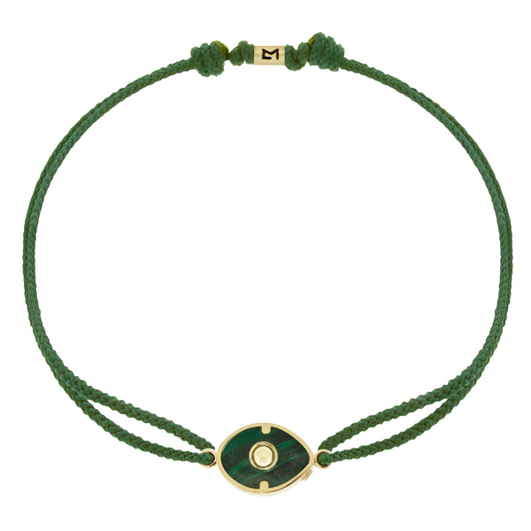 luis morais Malachite Eye with Gold Center on Cord Bracelet