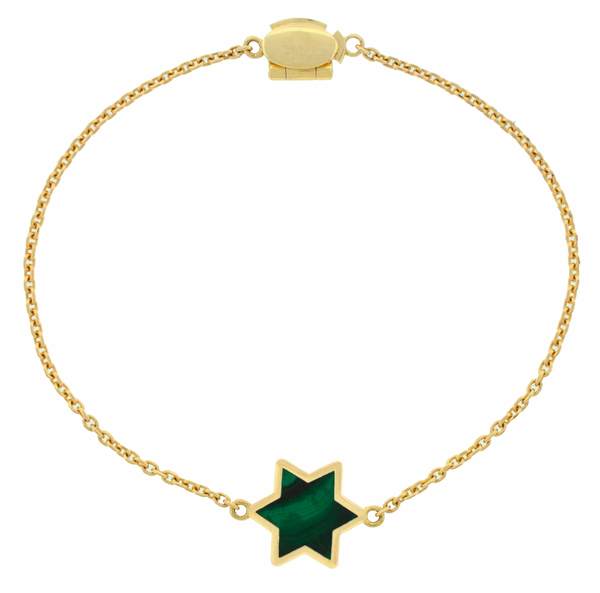 luis morais Malachite Gemstone Star on Chain Bracelet
