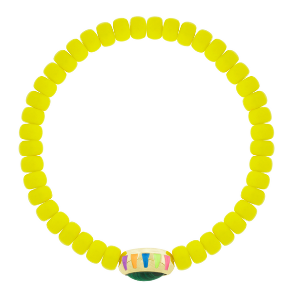 Luis Morais Malachite Marquise Eye On Glass Bead Bracelet