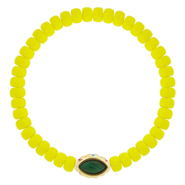 luis morais Malachite Marquise Eye on Glass Bead Bracelet