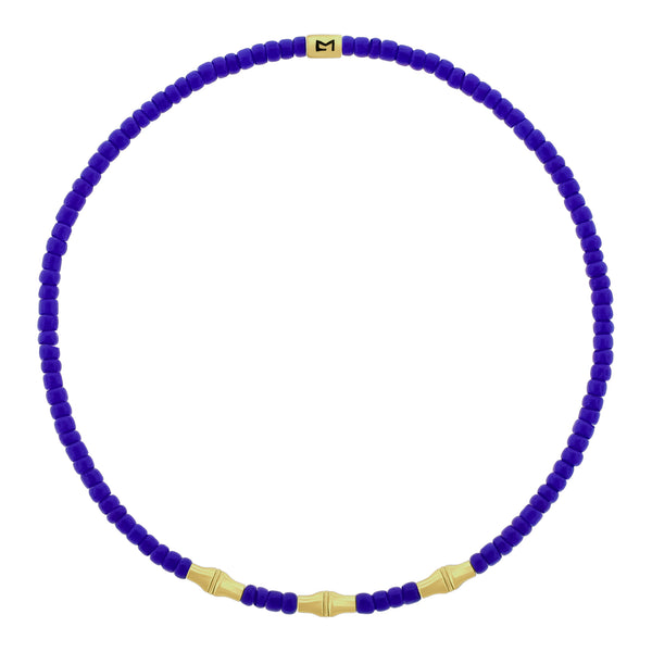 luis morais Mini Canister Bamboo Tubes on Blue Glass Bead Bracelet