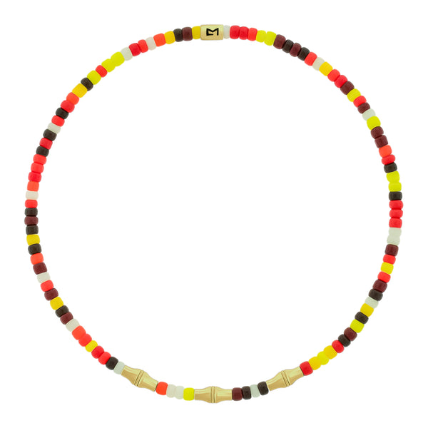 luis morais Mini Canister Bamboo Tubes on Red Mix Glass Bead Bracelet