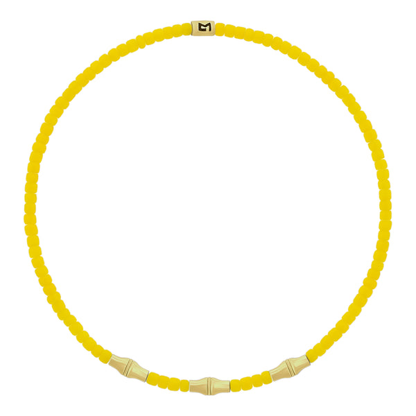 luis morais Mini Canister Bamboo Tubes on Yellow Glass Bead Bracelet