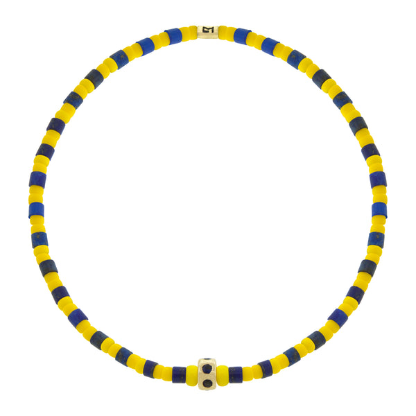 Luis Morais Mini Roundel Bead With Blue Sapphires On Beaded Bracelet