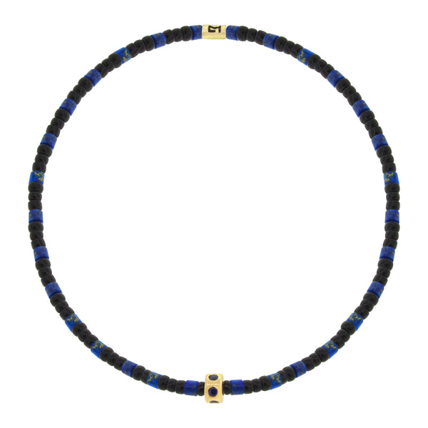 Luis Morais Mini Roundel Bead With Blue Sapphires On Beaded Bracelet