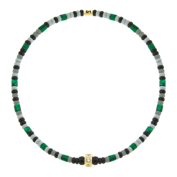 Luis Morais Mini Roundel Bead With White Diamonds On Beaded Bracelet