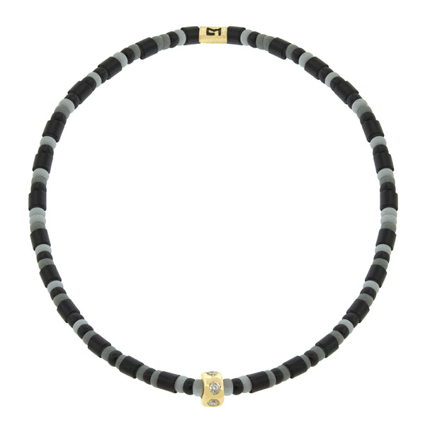 Luis Morais Mini Roundel Bead With White Diamonds On Beaded Bracelet