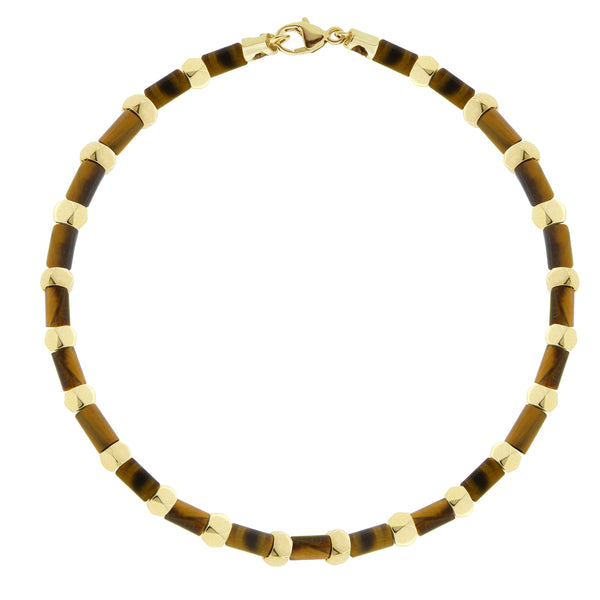 luis morais Mini Tetra Tiger's Eye Beaded Bracelet with Clasp