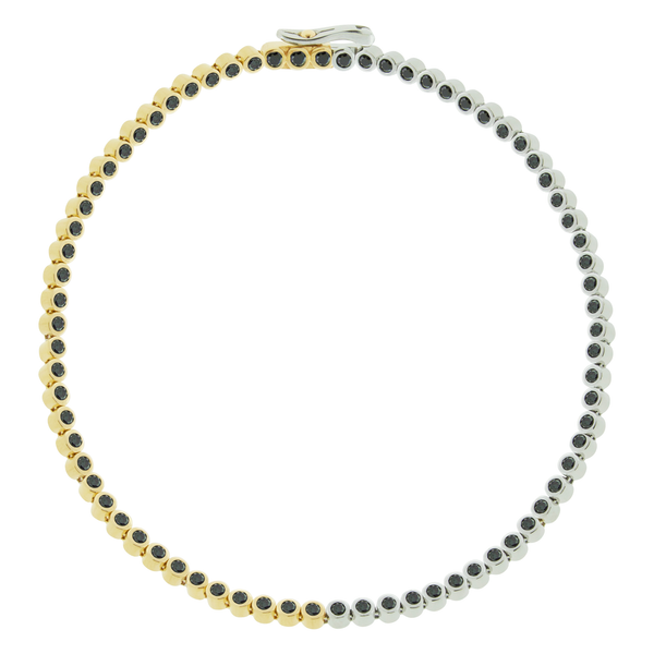luis morais Mixed Gold Tennis Bracelet with Black Diamonds