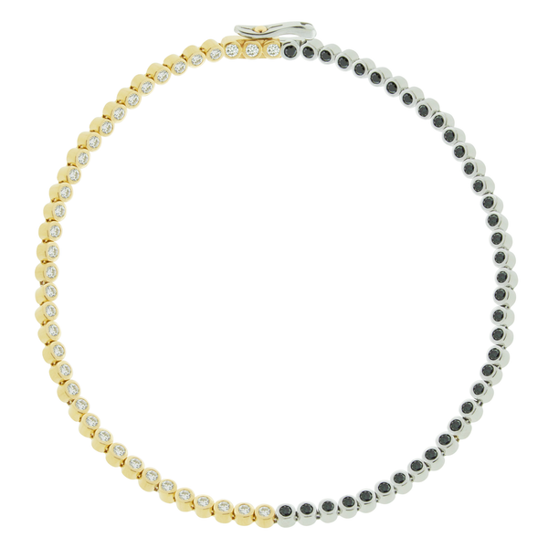 Luis Morais Mixed Gold Tennis Bracelet With Black & White Diamonds