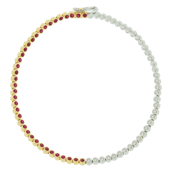 luis morais Mixed Gold Tennis Bracelet with Rubies & White Diamonds