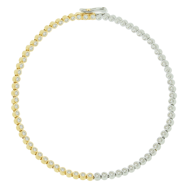 luis morais Mixed Gold Tennis Bracelet with White Diamonds