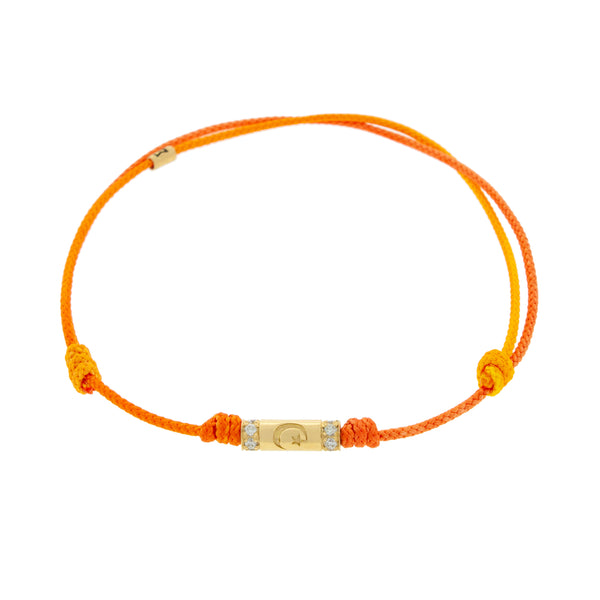 luis morais Moon Star Slim Tube with White Diamonds on a Yellow Ombre Cord Bracelet