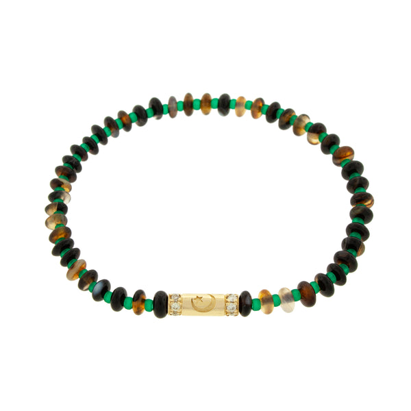 luis morais Moonstar Slim Tube with White Diamonds on a Beaded Bracelet