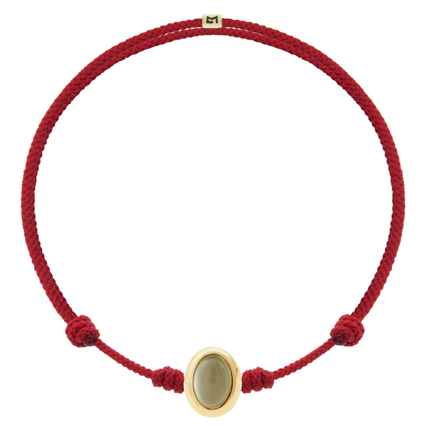 luis morais Moonstone Oval Cabochon on Red Cord Bracelet