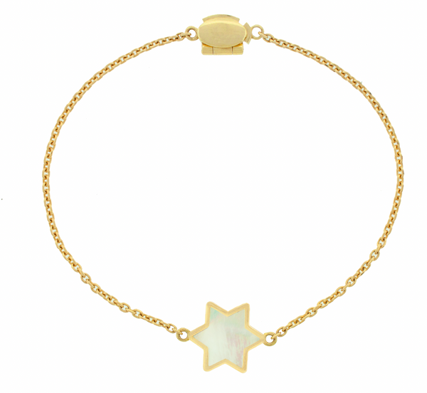 luis morais Mother of Pearl Gemstone Star on Chain Bracelet