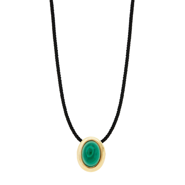luis morais Oval Gemstone Cabochon on Cord Necklace
