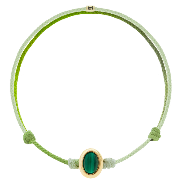 luis morais Oval Malachite Cabochon on Green Ombre Cord Bracelet