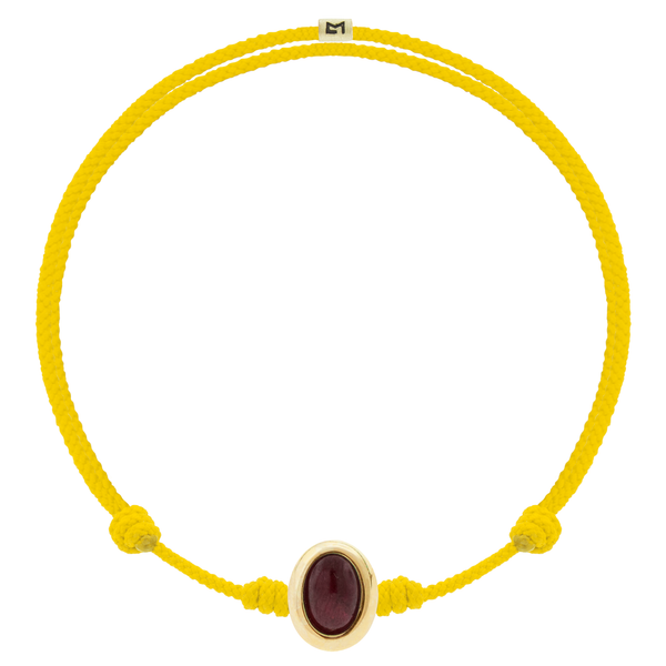 luis morais Oval Tiger's Eye Cabochon on Yellow Cord Bracelet