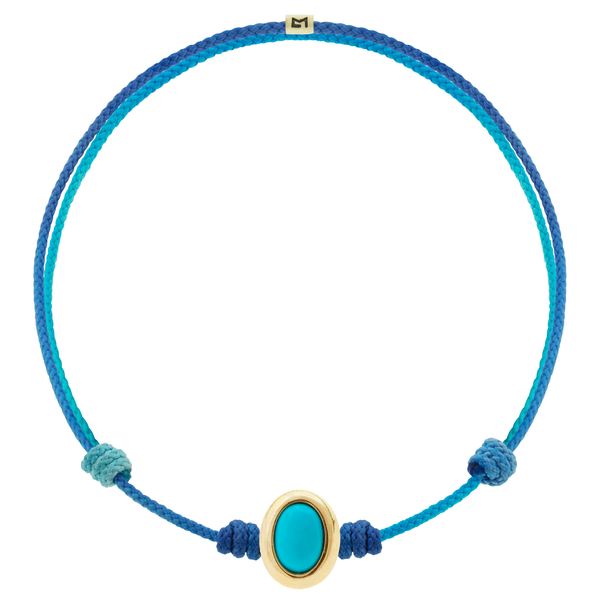 luis morais Oval Turquoise Cabochon on Blue Ombre Cord Bracelet