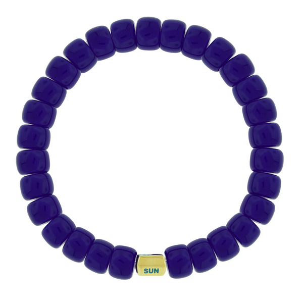 Luis Morais PALM TREE Ingot On Blue Glass Bead Bracelet