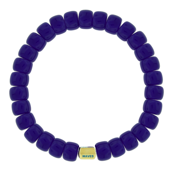 Luis Morais PALM TREE Ingot On Blue Glass Bead Bracelet