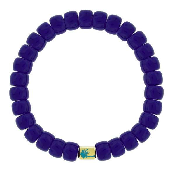 luis morais PALM TREE Ingot on Blue Glass Bead Bracelet