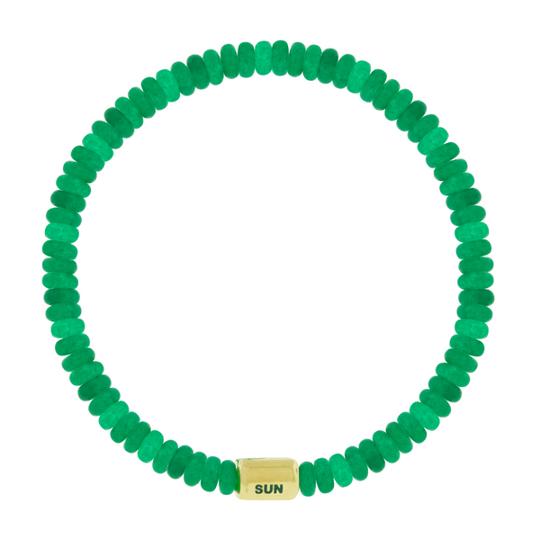 Luis Morais PALM TREE Ingot On Green Jade Bead Bracelet