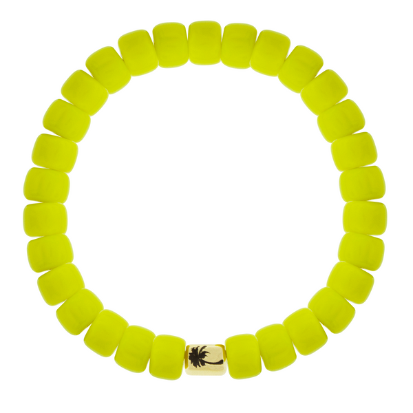 Luis Morais PALM TREE Ingot On Yellow Glass Bead Bracelet