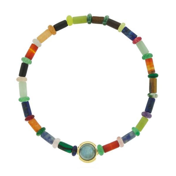 Luis Morais PAX Cabochon Bead On Gemstone Bead Bracelet