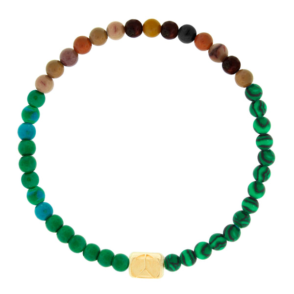 Luis Morais Peace Sign Dripping Ingot On Gemstone Bead Bracelet