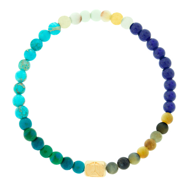 luis morais Peace Sign Dripping Ingot on Gemstone Bead Bracelet