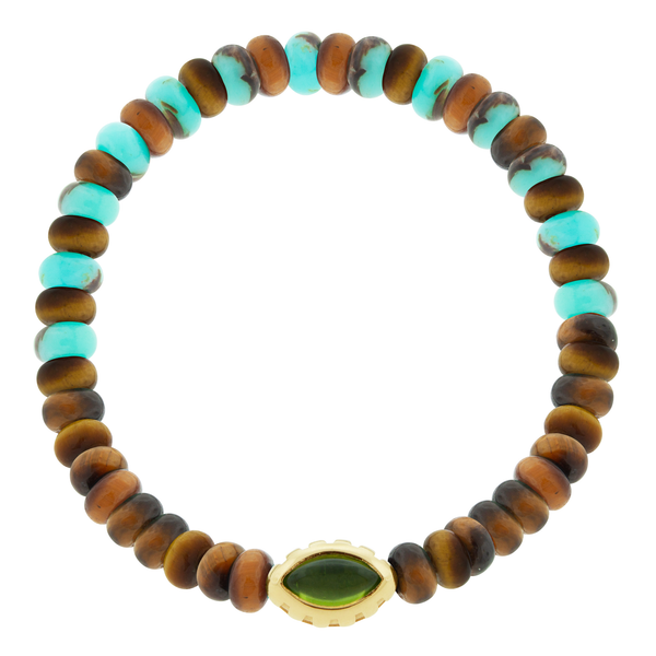 luis morais Peridot Eye of the Idol Jasper/Tiger's Eye Bead Bracelet