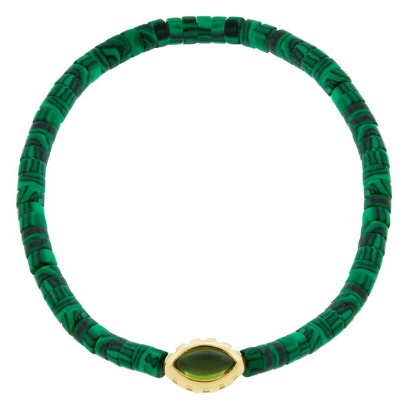 luis morais Peridot Eye of the Idol Malachite Bead Bracelet