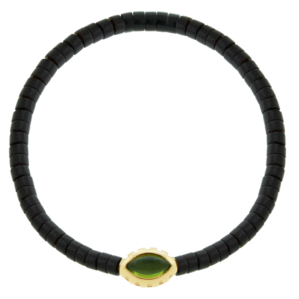 luis morais Peridot Eye of the Idol Onyx Bead Bracelet