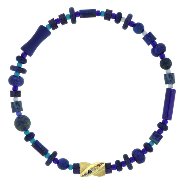 luis morais Rainbow Sapphire Drill Bit Lapis Bead Bracelet